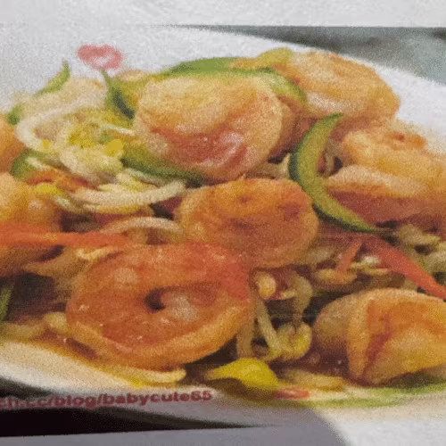 Shrimps mit Sojasprossen Salat
