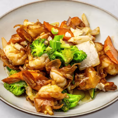 Riesengarnelen mit Wok Gemüse