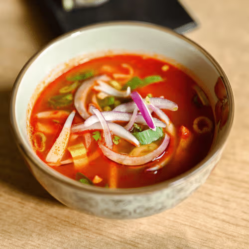 Süß-Sauer Tofu Suppe (vegan)