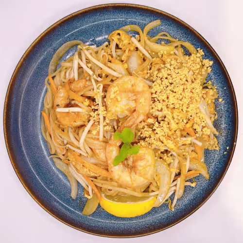 Phat Thai mit Shrimps (scharf)