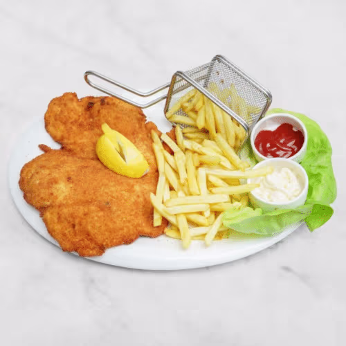Gordon Bleu mit Pommes frites (Huhn)