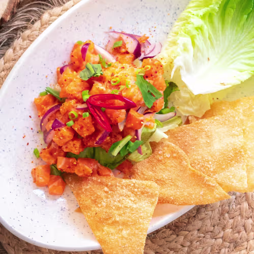 Lachs Laab (sehr scharf)