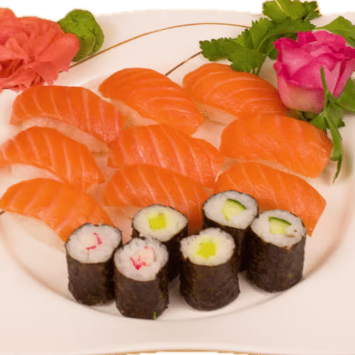 Sushi Set groß (9 Lachs Sushi + 6 Maki)