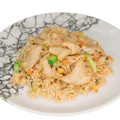 Eierreis mit Hühnerfleisch