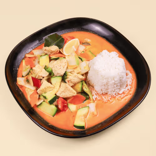 Huhn mit rotem Curry (scharf)