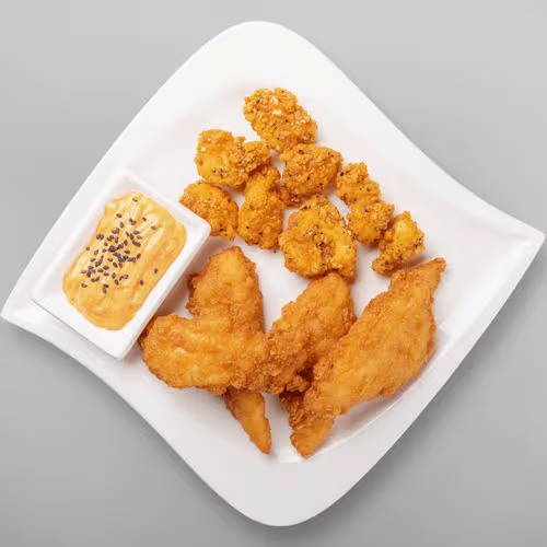 Chicken Popcorn und Chicken Strips
