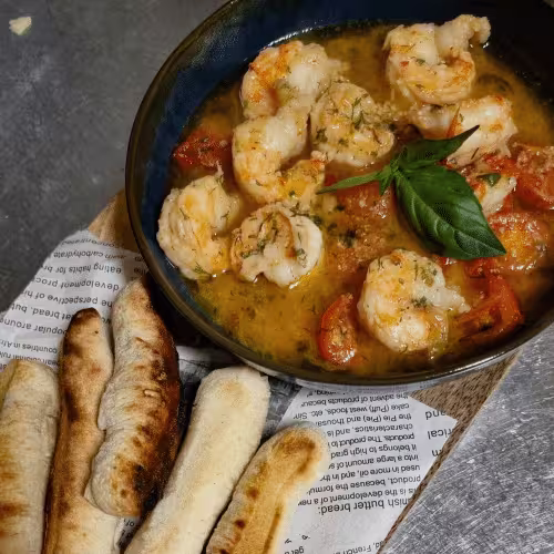 Gamberetti al Burro e salsa all aglio