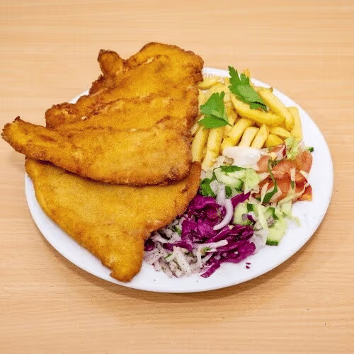 Hühner Teller mit Pommes frites