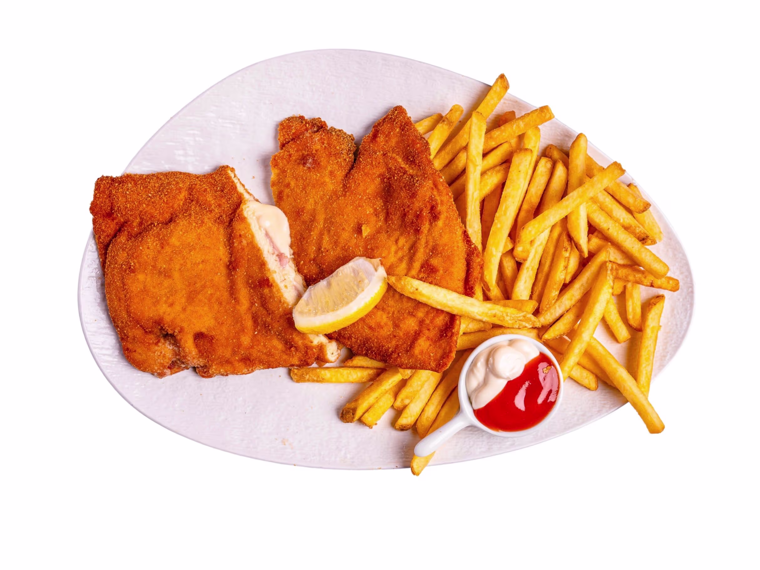 Hühner Cordon Bleu Teller mit Putenschinken