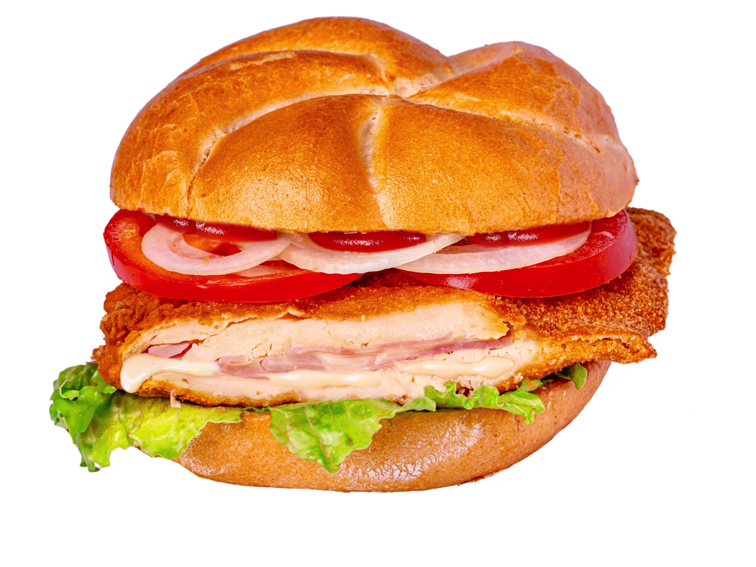 Crispy Hühner Cordon Bleu Semmel mit Putenschinken
