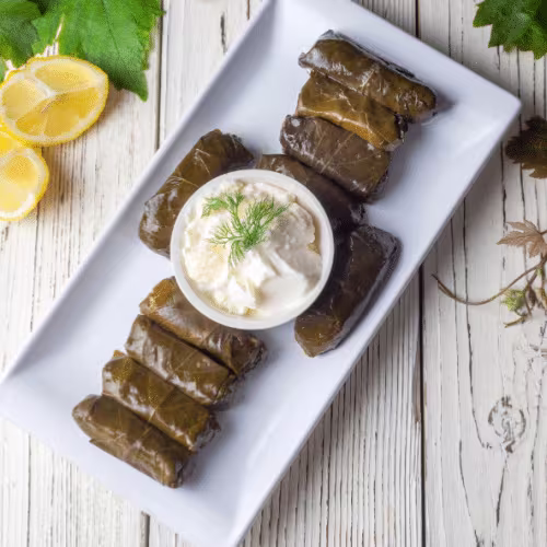 Gefüllte Weinblätter (6 Stück, vegan)