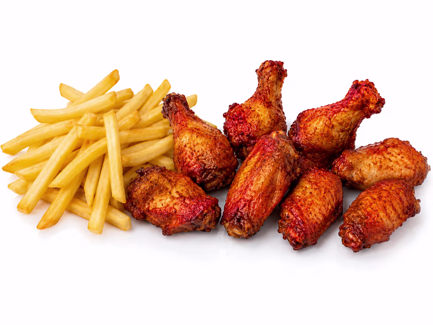 Chicken Wings mit Pommes (15stück)