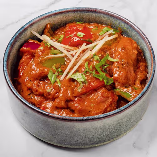 Kadai Chicken mit Reis