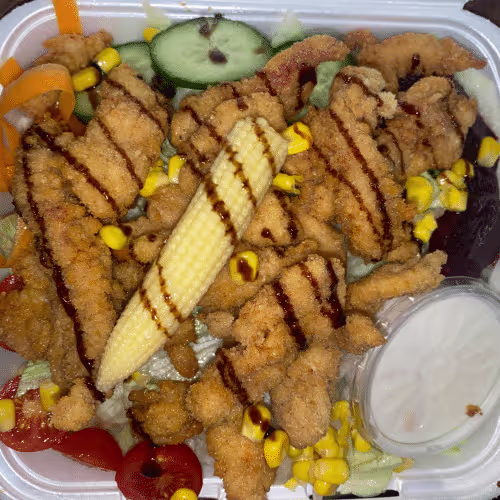 Hühnerstreifen Salat