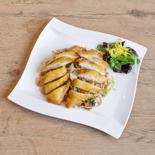 Knuspriges Huhn mit Knoblauch Sauce