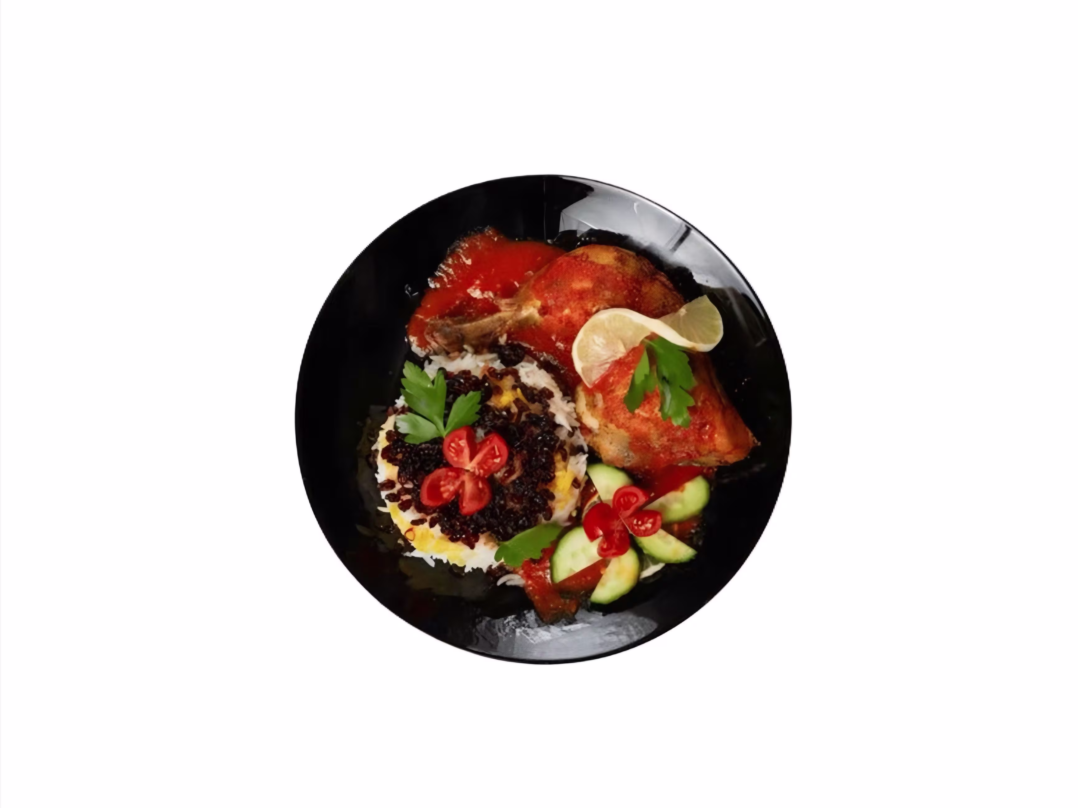 Gekochtes Hähnchenfleisch (Zereshk Polo)