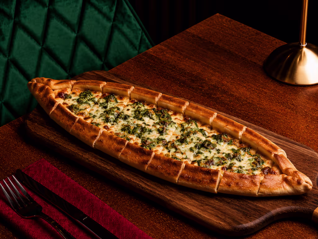 Pide mit Spinat und Schafkäse