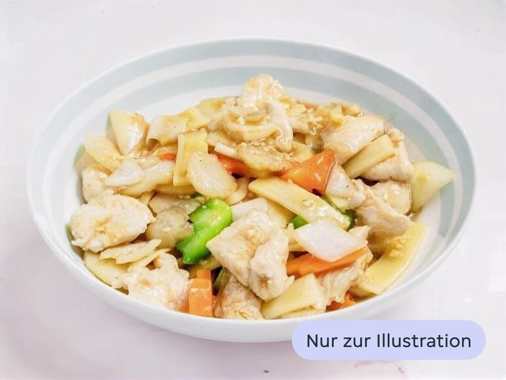 F2 gebr. hühnerfleisch u. asian-gemüse m. jasminreis nach sichuan-art