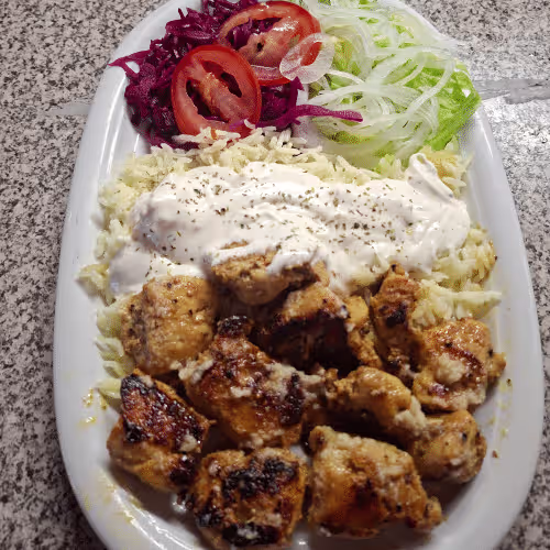 Hühnerspieß Teller