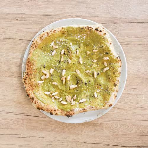 Pizza mit Pistazien und Savoiardi