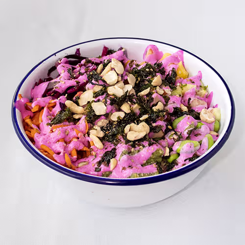 Rainbow Poke Bowl mit planted Chicken (Bio, vegan, glutenfrei)