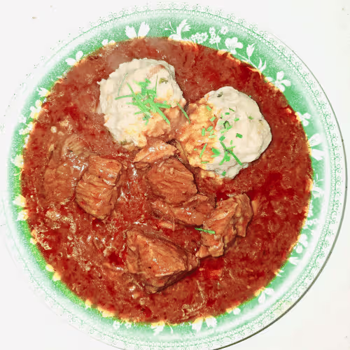 Herrengulasch vom Rind mit 2 Stück Knödeln
