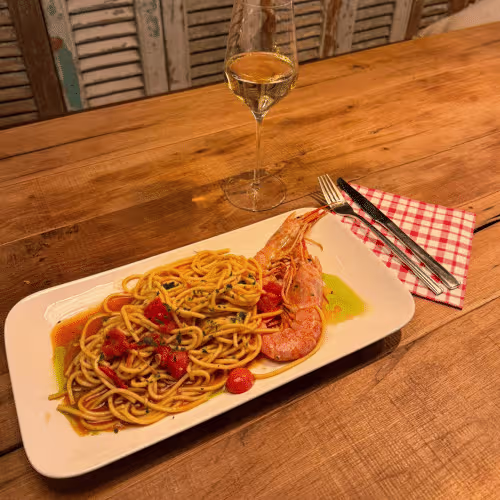 Spaghetti alla Chitarra con Gamberi