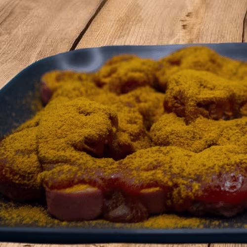 Currywurst mit Brot