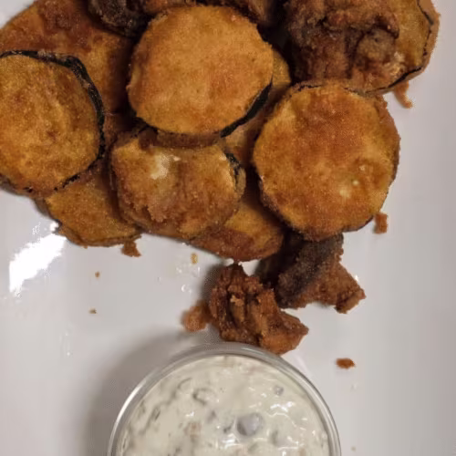 Gebackene Melanzani mit sauce Tartar
