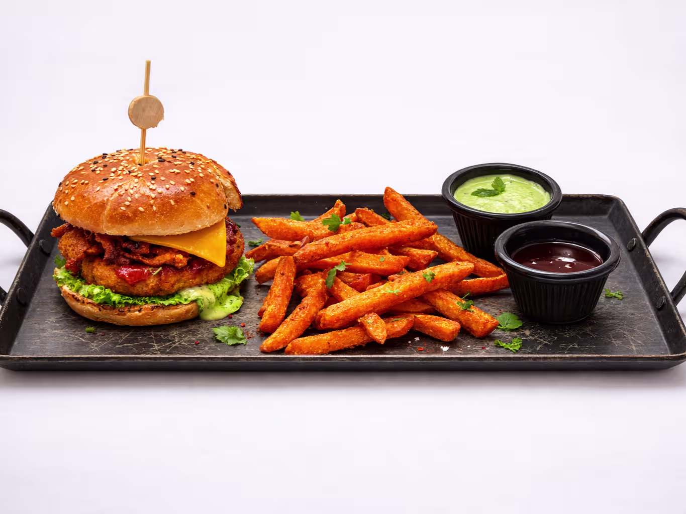 House Alu Tikki Burger mit Masala Fries