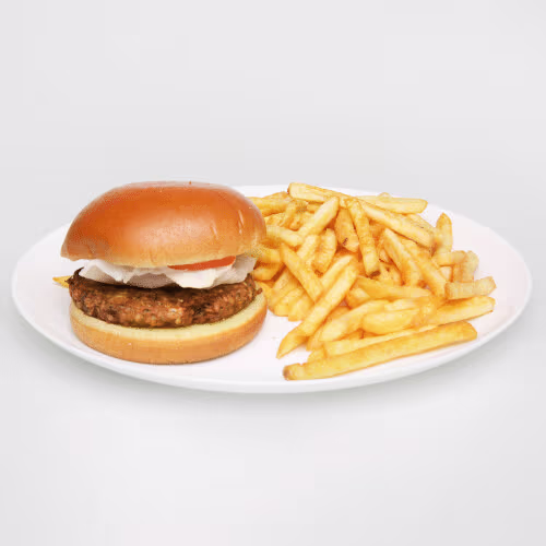 L Veggie Burger mit Crispy Fries Pommes