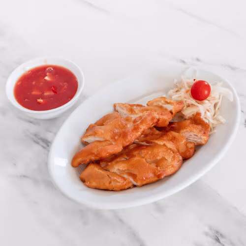 Gebackenes Hühnerfleisch süß-sauer
