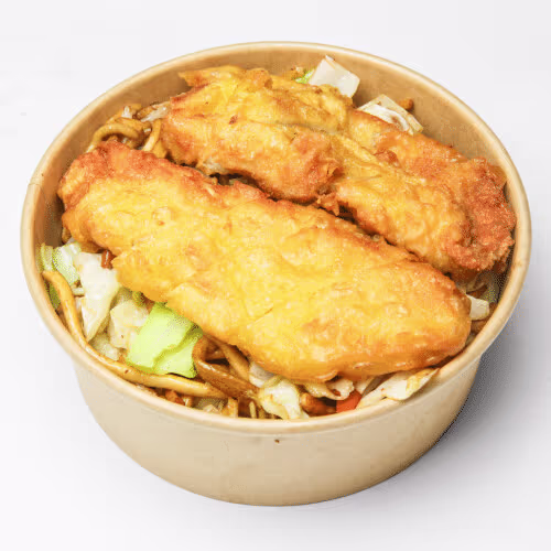 Hausgemachte Box mit knusprigem Huhn