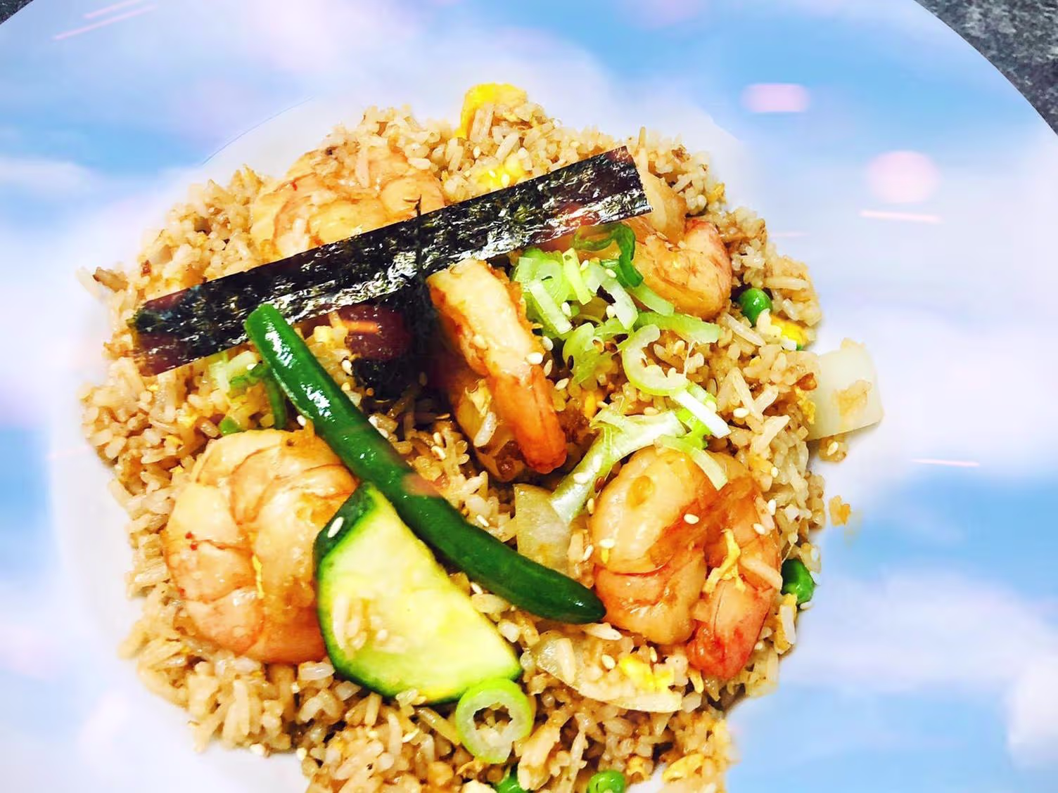Curry Eierreis mit Garnelen