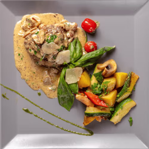 Filetto di manzo mit grüner Pfeffersauce