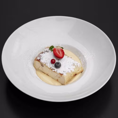 Topfenstrudel mit Vanillesauce