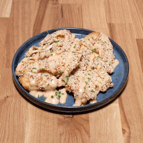 Sesam Chicken Sticks mit Haus-Dressing