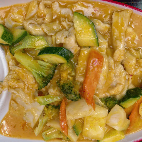 Bali Huhn mit Wokgemüse, süßlich , dazu Reis