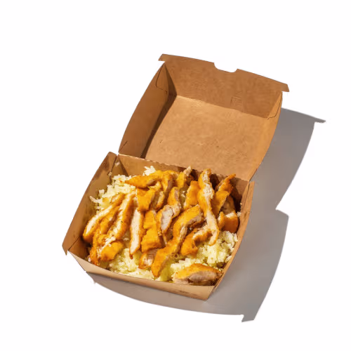 Schnitzel-Box mit Reis