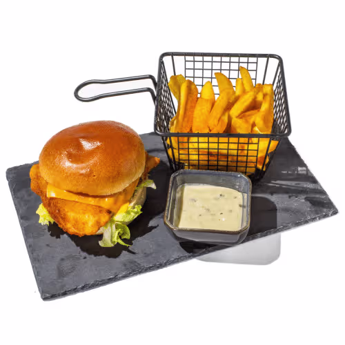 Schnitzelburger im Brioche Brötchen Menü