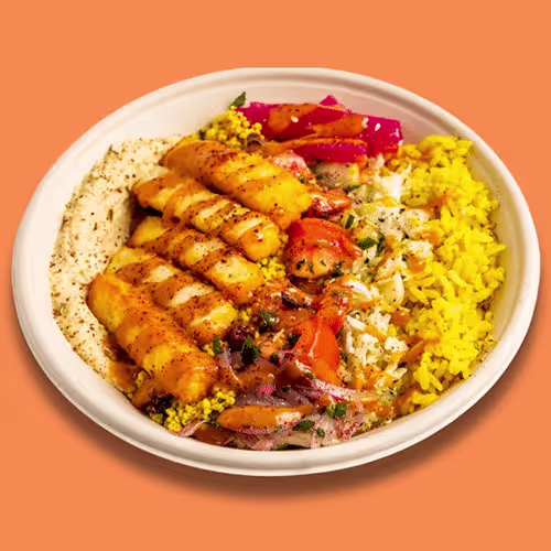 2 für 1 Aktion Hummus und Halloumi Cous-Cous Bowl