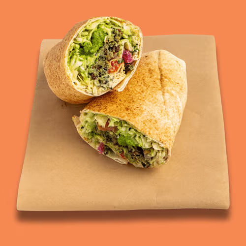 Falafel-Wrap mit Hummus und schwarzen Bohnen (vegan)