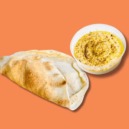 Dukkah Hummus und Fladenbrot (vegan)