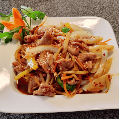 Schweinefleisch nach Szechuan Art (scharf)
