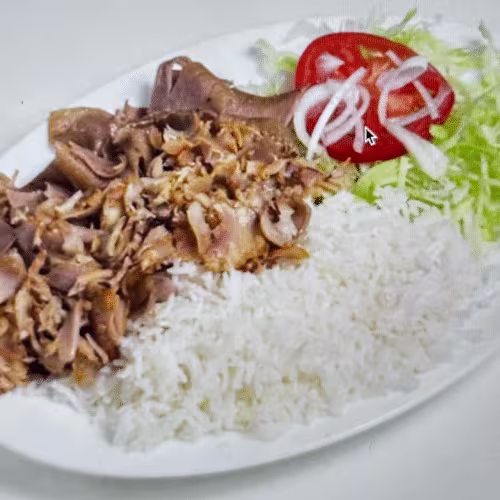 Kebap Teller - Kebabfleisch , Reis und Salat