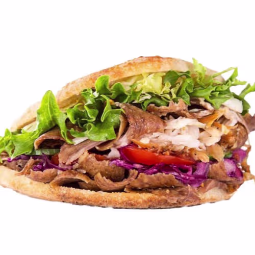 Döner im hausgemachten Brot mit Schafskäse