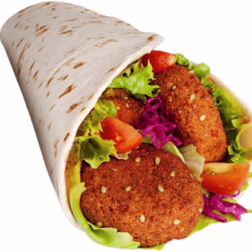 Falafel Hawaii in hausgemachten Wrap