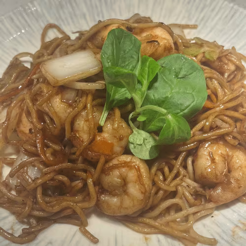 Nudeln mit Shrimps