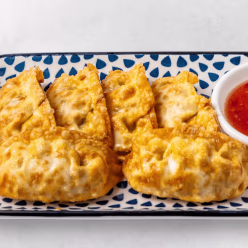 Gebackene Gyoza mit Hühnerfleisch (6 Stück)