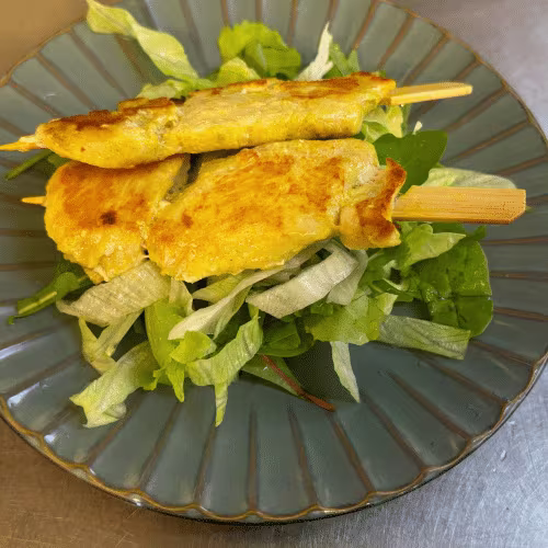 Hühnerspieße mit Teriyakisauce (2 Stück)